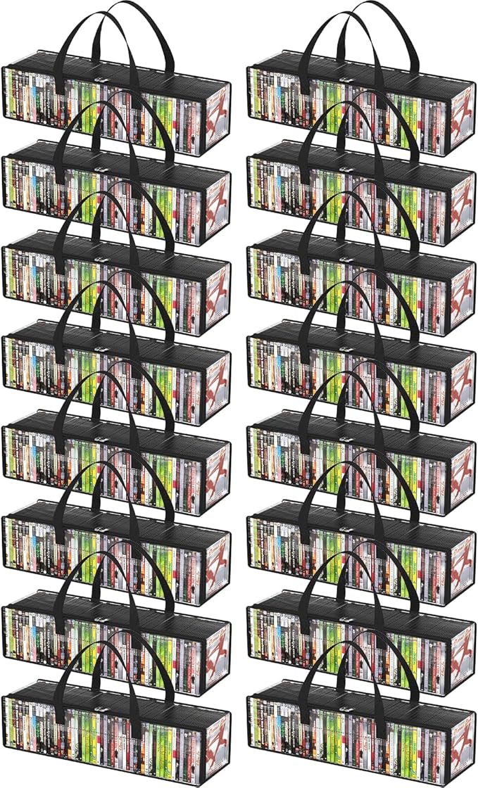 Lifewit CD Storage Bags 16 Pack, Front Window Zipper Design, Stackable Media by Lifewit