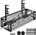 Under Desk Cable Management Tray, 15.7'' No Drill Steel Desk Cable Organizers by BESTFORYOU
