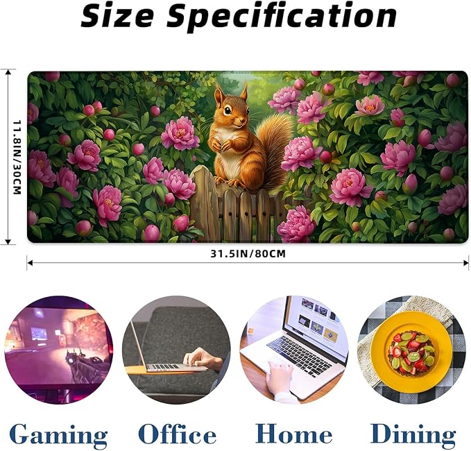 Squirrel Gaming Mouse Pad Extended Desk Computer Keyboard Laptop Mouse Pads - Image 3