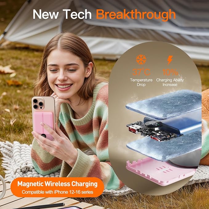 Magnetic Portable Charger, 16800mAh Wireless Power Bank, - Image 3