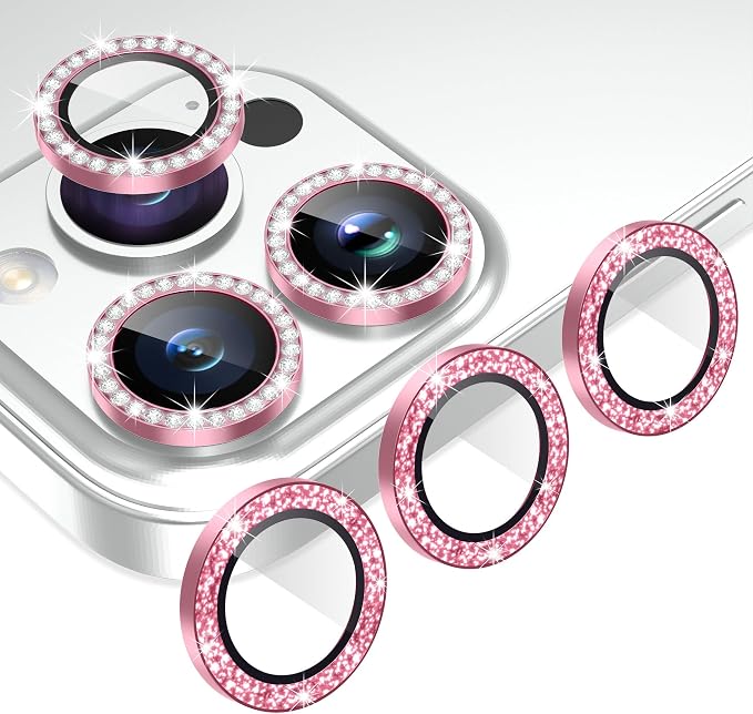 AGVEE 3+3 6 Pack for iPhone 14 Pro/Pro Max, Bling Diamond & Glitter Metal Ring by AGVEE