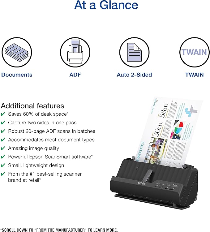 Epson Workforce ES-C220 Compact Desktop Document Scanner - Image 3