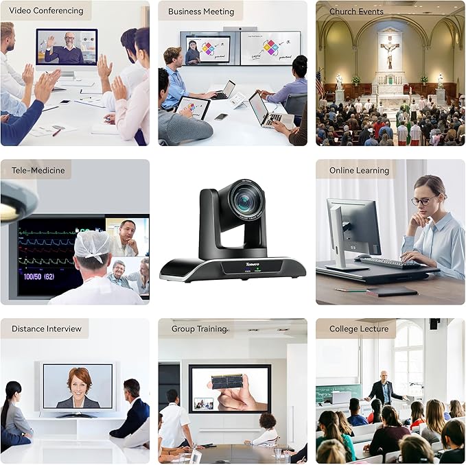 Tenveo 12X Optical Zoom PTZ Conference Camera USB3.0/HDMI 90° Wide View Angle - Image 8