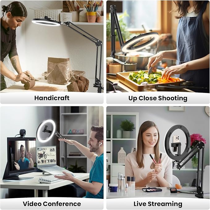 Overhead Camera Mount with Ring Light Phone Holder, Phone Tripod with Light - Image 5