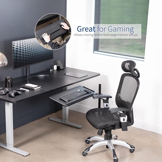 VIVO Office Chair Mounted 26 x 12 Inch Keyboard and Mouse Tray, Ergonomic Tilt - Image 9