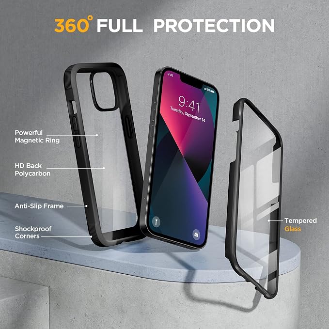Miracase Compatible with iPhone 13 case 6.1 inch, 2021 Upgrade Full-Body Glass - Image 2