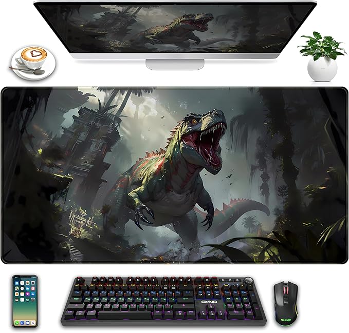 Goth Large Gaming Mouse Pad XXL Retro City Desk Mat, Office Desk Decor Desk Pad by LuckyCow