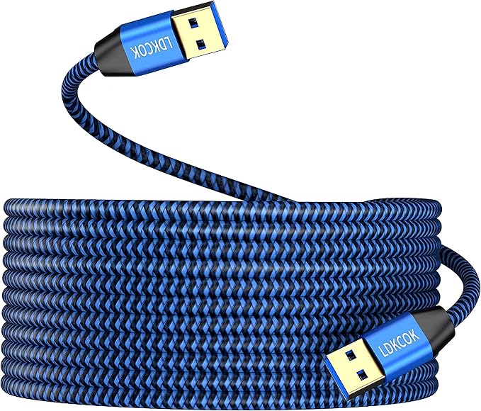 USB to USB Cable 20FT, Durable Braidedfor USB 3.0 Male to Male Type A to Type A by LDKCOK