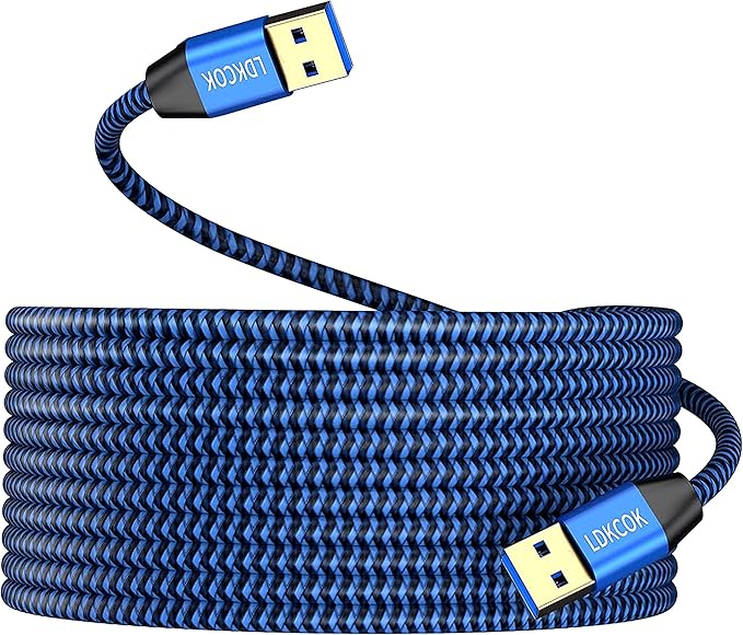 USB to USB Cable 15FT, Durable Braidedfor USB 3.0 Male to Male Type A to Type A by LDKCOK