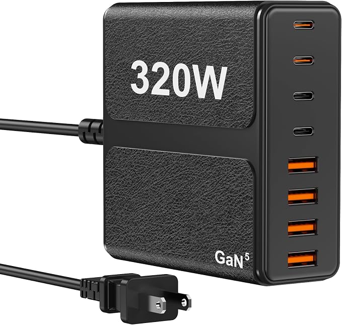 320W USB C Charger Block, 8-Port USB C Charging Station PD 65W PC Laptop Fast by beniflt
