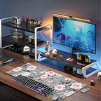 Pink Roses Desk Mat, Large Spring Blooming Flowers and Leaves Gaming Keyboard - Image 6