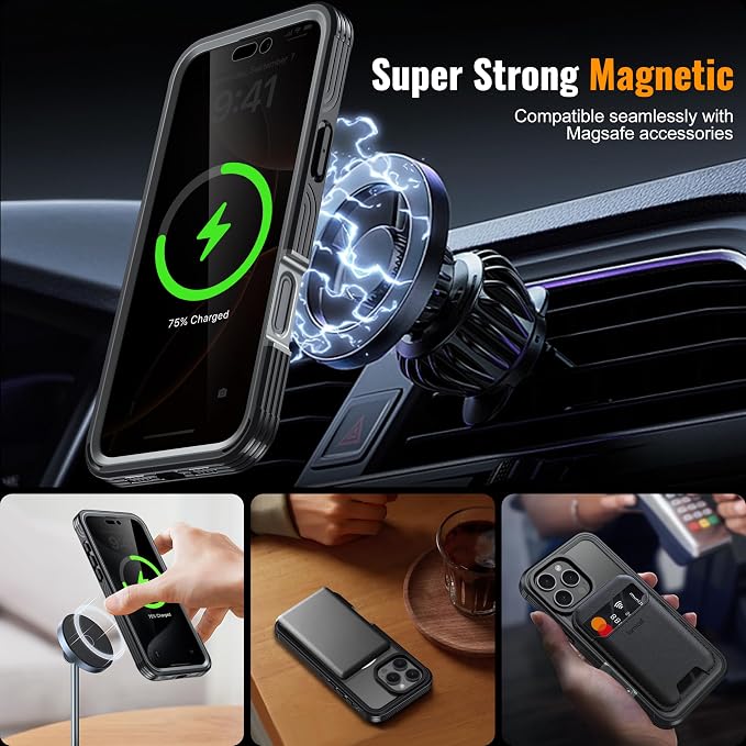 Magnetic & Stand for iPhone 16 Pro Max Case Built-in Privacy Screen Protector - Image 2