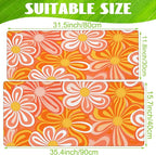 Desk Pad, Hippie Vintage Orange Flowers Desk Mat, Retro Floral Large Gaming - Image 2