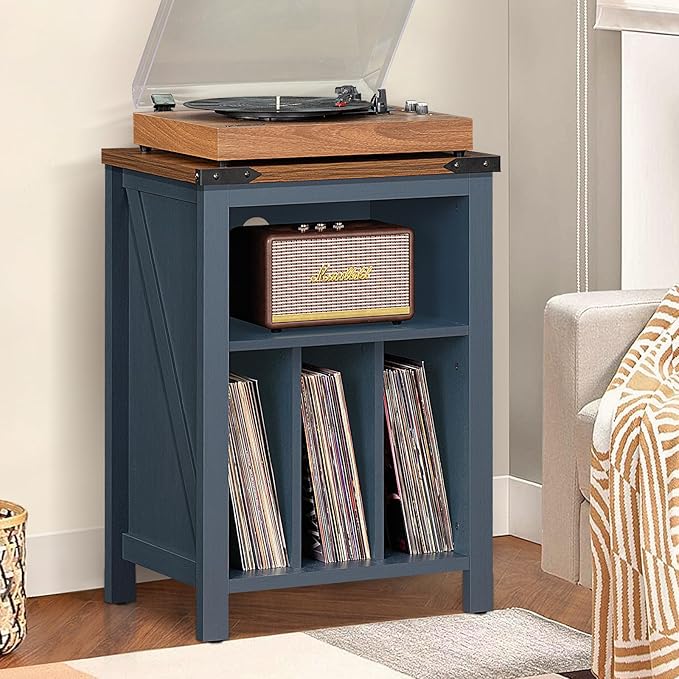 Record Player Stand with Vinyl Record Storage, Large Wood Turntable Stand - Image 7
