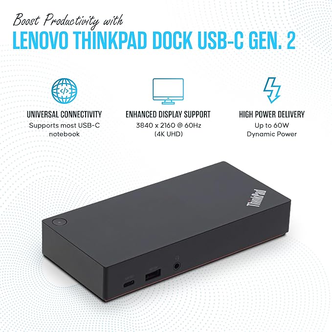 40AS0090US Lenovo Thinkpad Docking Station USB-C Gen 2-1 Year Warranty - Image 3
