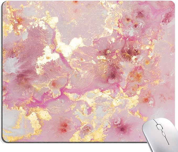 Mouse Pad, Cute Pink Gold Marble Mouse Pads by Armanza
