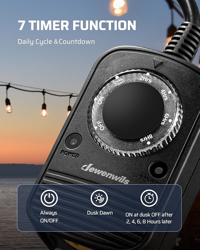 DEWENWILS Outdoor Timer for Lights, Dusk to Dawn Sensor for Electrical Outlet - Image 2