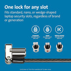 Kensington Universal 3-in-1 Keyed Laptop Locking Cable, Computer Security Keyed - Image 2