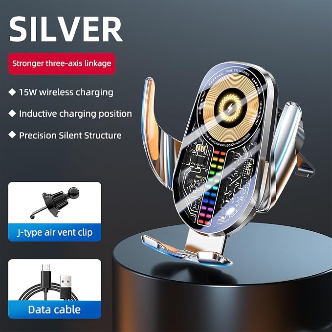 Wireless Car Charger, Cell Phone Car Mount 15W Fast Charging Auto Clamping - Image 11