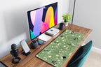 Cute Green Leaves Pink Flowers Mouse Pad Desk Pad Kawaii Anime Cat Desktop - Image 6