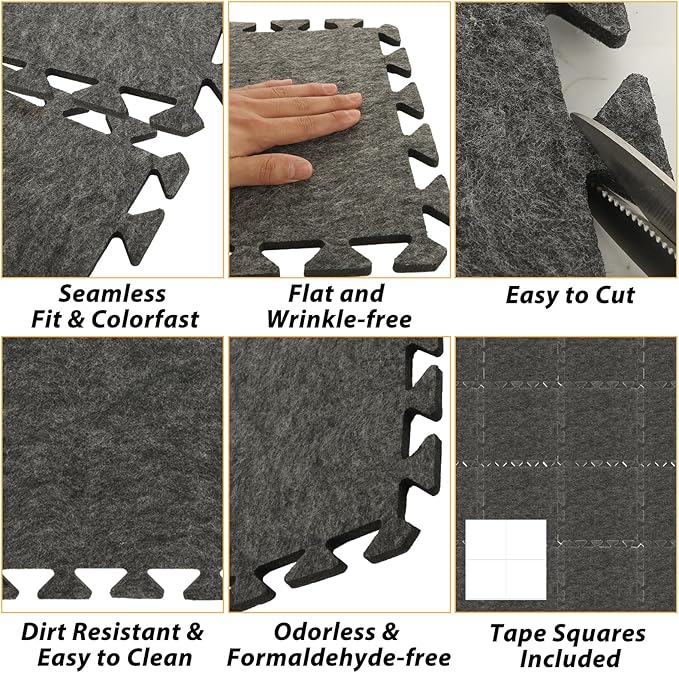 16 Pcs Sound Absorbing Interlocking Floor Mats, Non-Slip Anti Vibration - Image 3