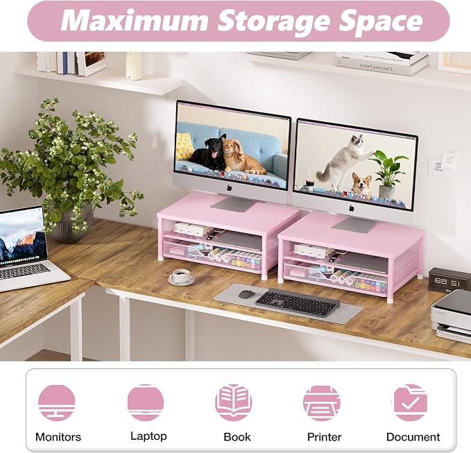 Desk Organizers and Accessories, 2-Tier Computer Monitor Stand Riser - Image 6