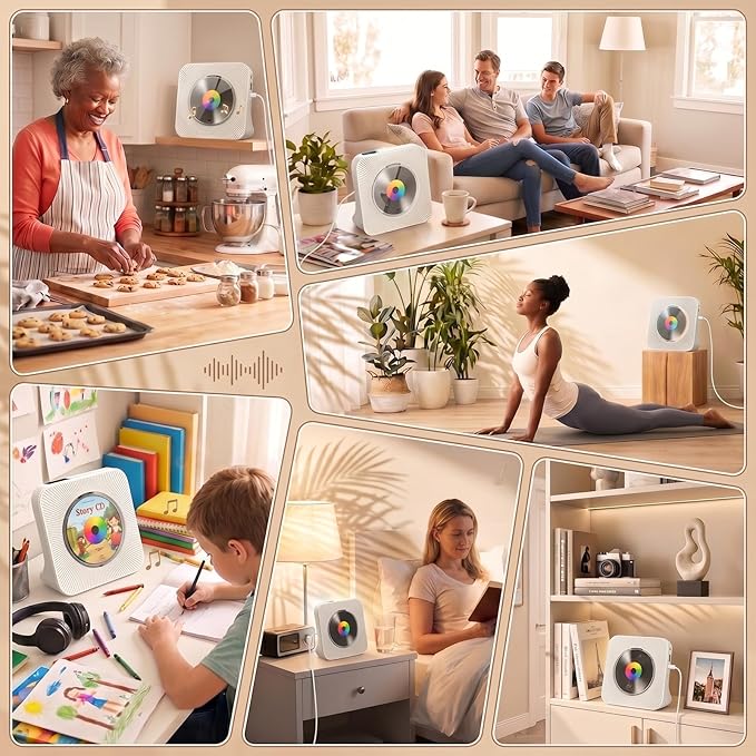 Gueray CD Player Portable Bluetooth Desktop CD Player - Image 8