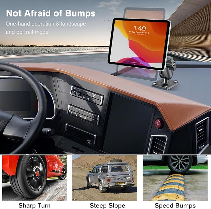 OHLPRO Magnetic Tablet Car Mount Holder, 360°Rotatable Drill Base iPad Wall - Image 6