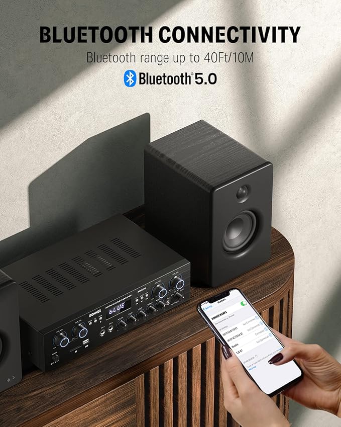 Donner Bluetooth 5.0 Stereo Audio Amplifier Receiver, 4 Channel 440W Peak Power - Image 5