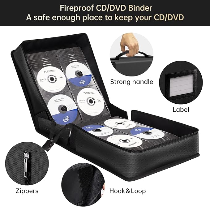 ENGPOW Fireproof CD Case, CD/DVD Storage Box, 400 Capacity CD Binder DVD - Image 4
