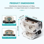 NuIth 2 Way Zine-Alloy Power Distribution Block, 0/2/4 Gauge in 4/8 Gauge Out - Image 2