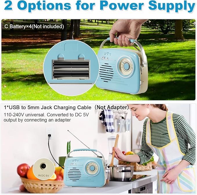 Portable Am Fm Radios, Radio Bluetooth Support Battery Operated and Plug in Wall - Image 6