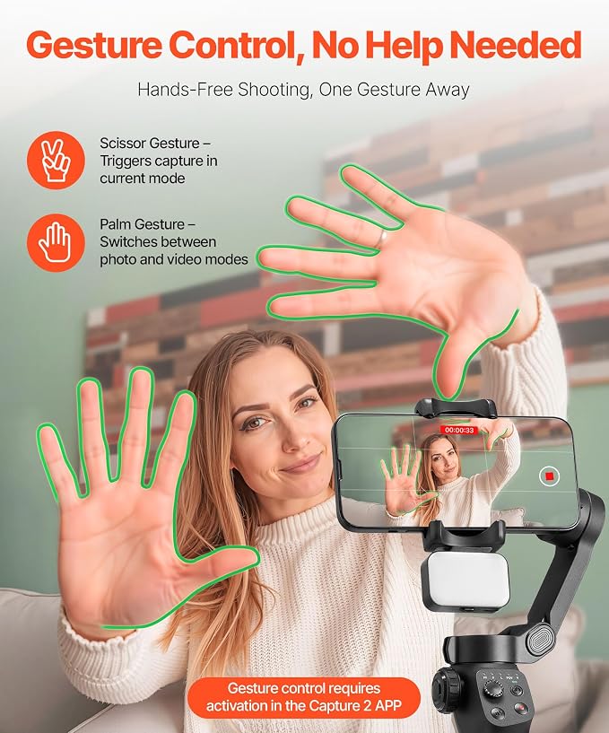 VEVOR Gimbal Stabilizer for Smartphone, 3-Axis Stabilization, Phone Gimbal for - Image 4