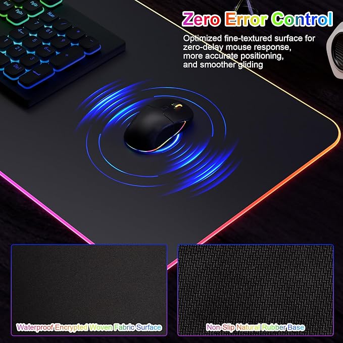 HAUTOCO Wireless Charging Mouse Pad 15W RGB Gaming Mousepad Waterproof Desk Mat - Image 5