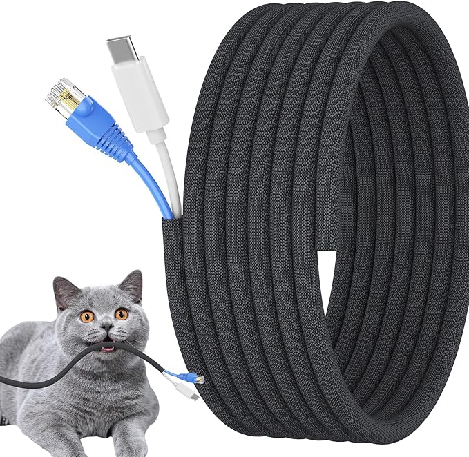 3/8 inch Cord Protectors from Pets No Chew, 10ft Wire Protector Cord Covers by Wengus