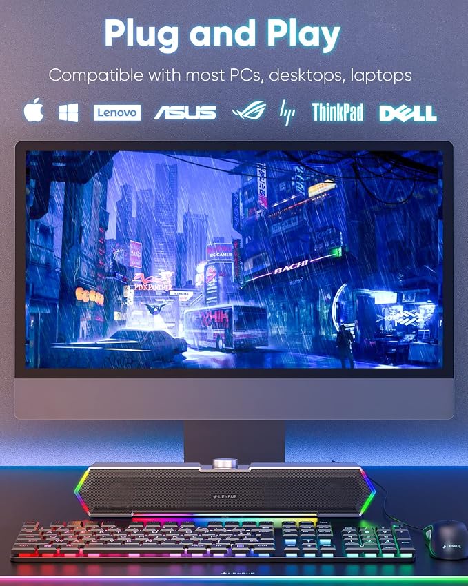 LENRUE G11 Computer Speakers for Desktop, Touch Lights PC Speakers - Image 5