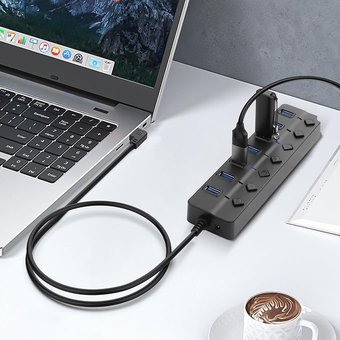90 Degree USB Hub Splitter YACSEJAO USB 2.0 Data Hub - Image 2