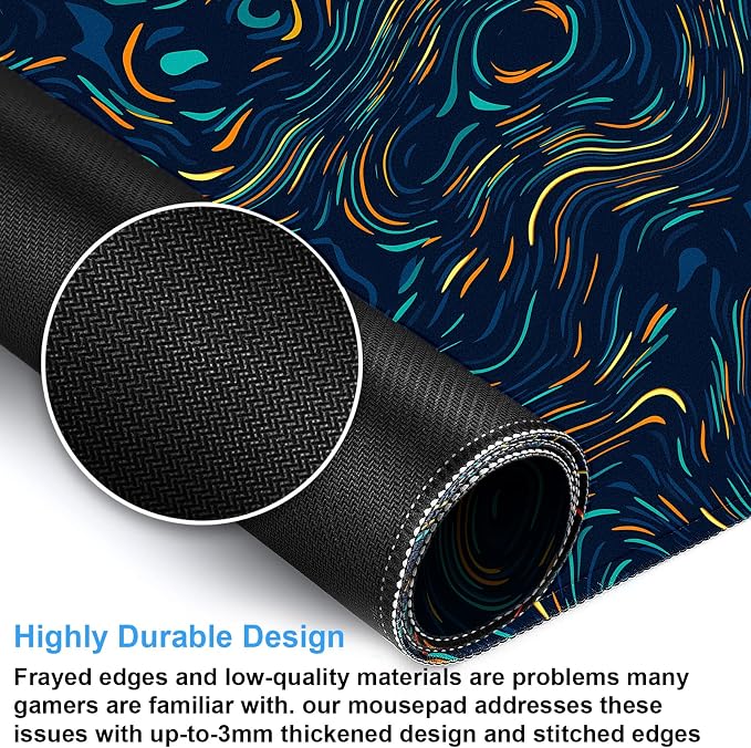 Abstract Starry Sky Swirl Gaming Desk Mat - Image 5