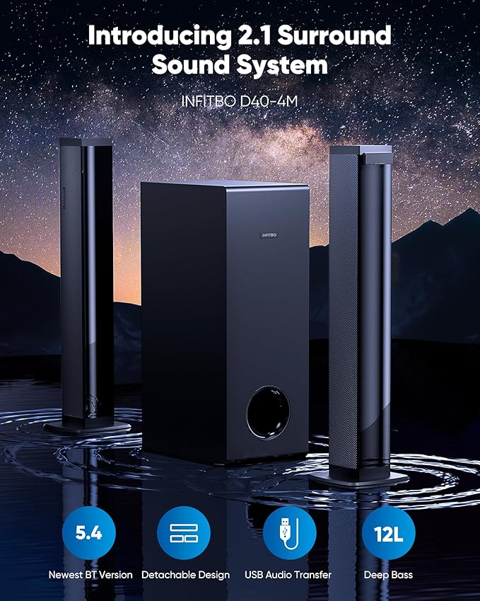 Sound Bar for Smart TV 2.1CH 190W Peak Power Soundbar - Image 2