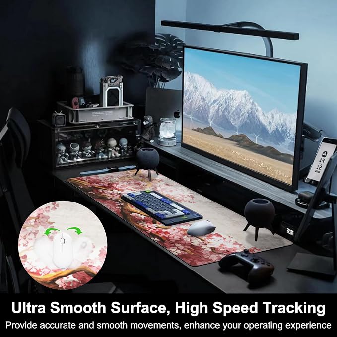 Mouse Pad, Large Blooming Sakura Desk Mat, Extended Non-Slip Gaming Keyboard - Image 5