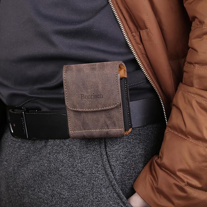 Universal Phone Holster Phone Pouch Case Belt Clip Belt Loops Card Slot Faux - Image 7