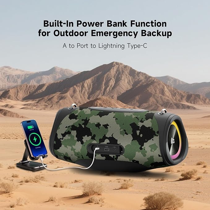 Portable Bluetooth Speaker 80W RMS, 120W Peak Loud Subwoofer Wireless Stereo - Image 4