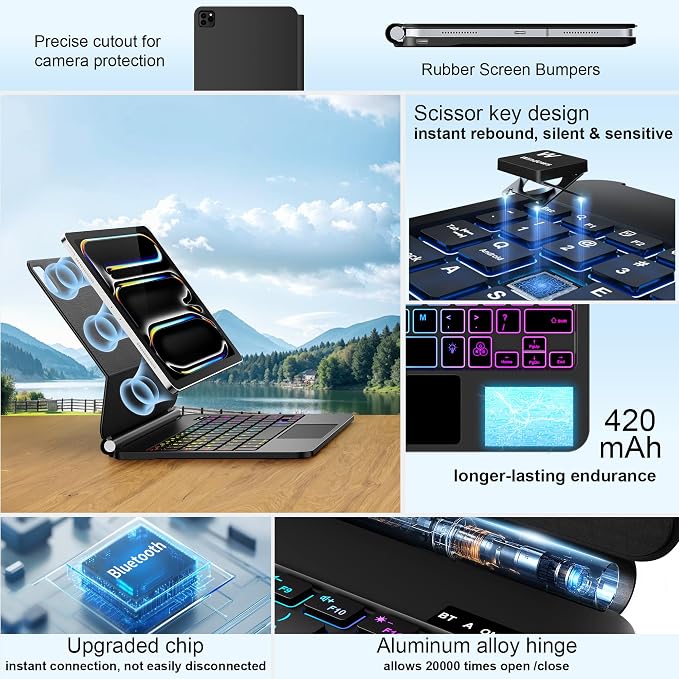 for iPad Pro 13 Inch Case with Keyboard，Magic-Style Magnetic – 7 Colors - Image 4