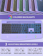 Wireless Keyboard and Mouse Backlits, Wrist Rest, LED Mouse, Rechargeable - Image 2