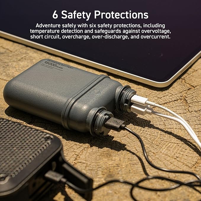ELECOM NESTOUT Rugged Power Bank, 15000mAh Outdoor Charger, 32W USB C Fast - Image 7