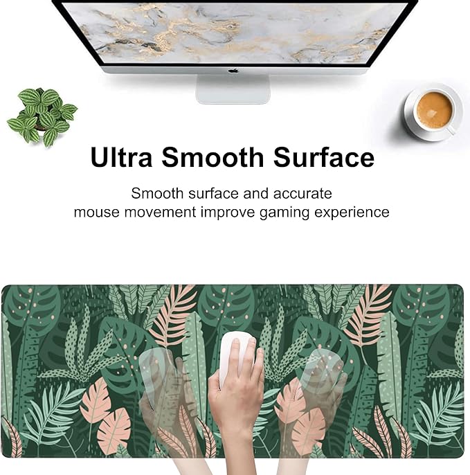 Tropical Plants and Leaves Desk Mat, Large Tropical Palm Leaves Gaming Keyboard - Image 5