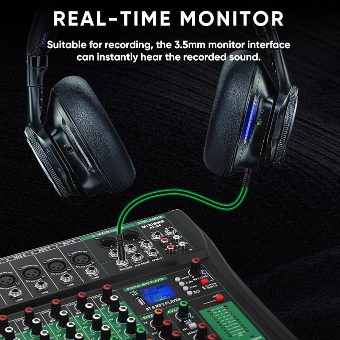 8 Channel Audio Mixer, Professional DJ Mixer Board Sound Music Mixing Console - Image 7