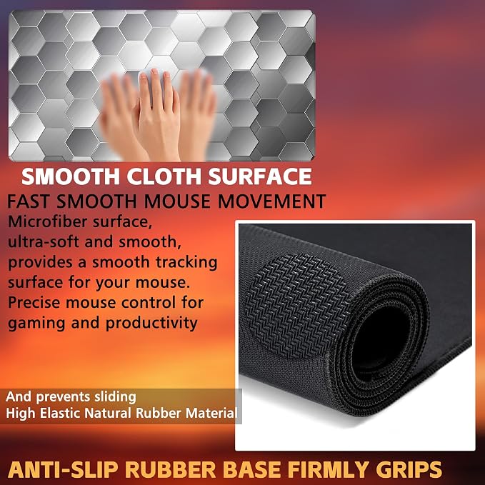 Large Gaming Mouse Pad for Desk, Sci-Fi Honeycomb Desk Pad, 31.5"x15.7" - Image 3