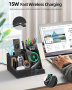 Wireless Charger with Desk Organizer, Pen Pencil Holder, Office Supplies and - Image 2