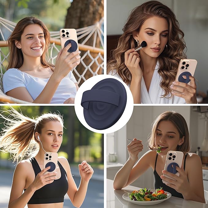 Magnetic Phone Ring Grip Holder, Silicone Finger Loop Grip, Compatible - Image 2